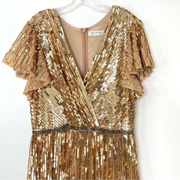 Mac Duggal 5637 Size 14 Sequin Flounce Sleeve Mother of the Bride Gown, Copper - Picture 4 of 11